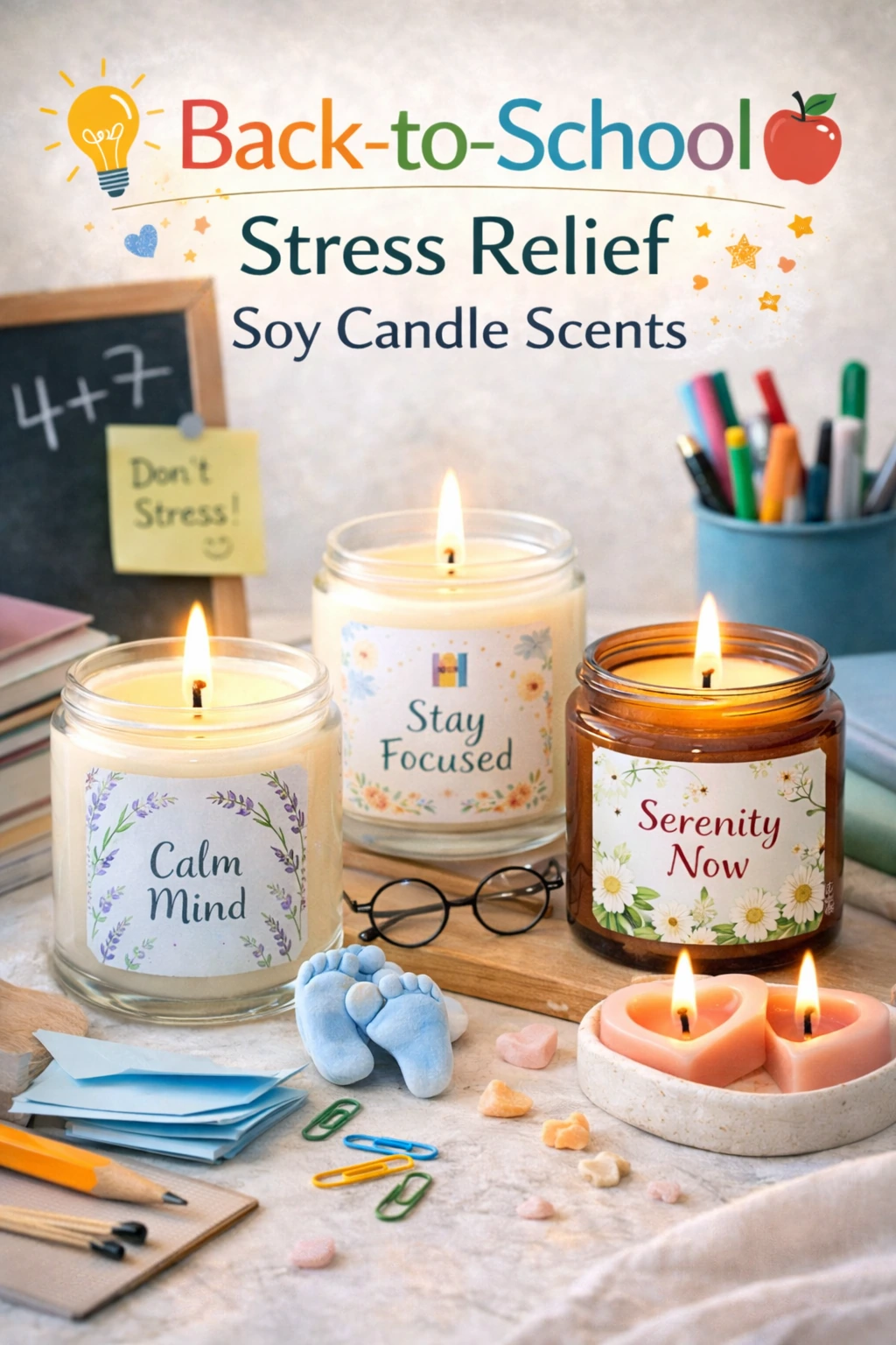 Back-to-School Stress Relief Soy Candle Scents