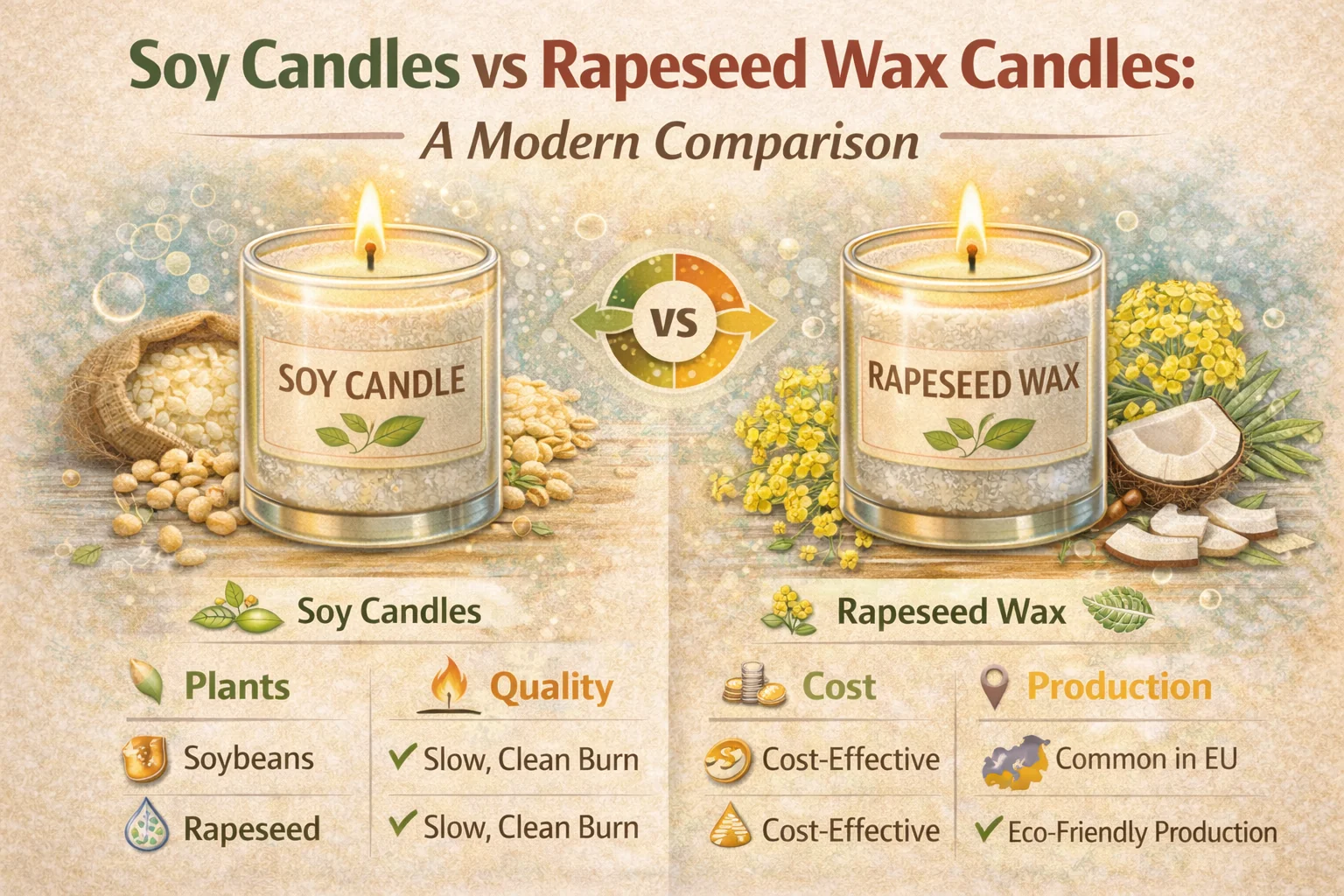 Soy Candles vs Rapeseed Wax Candles: A Modern Comparison